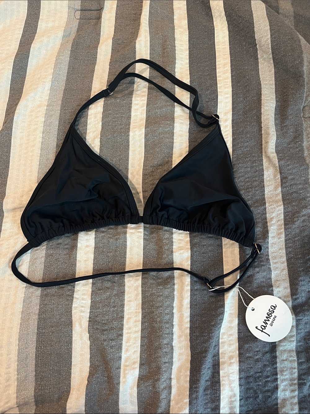 Fammeosa Black Triangle Bikini Top - Classic Adjustable Swimwear